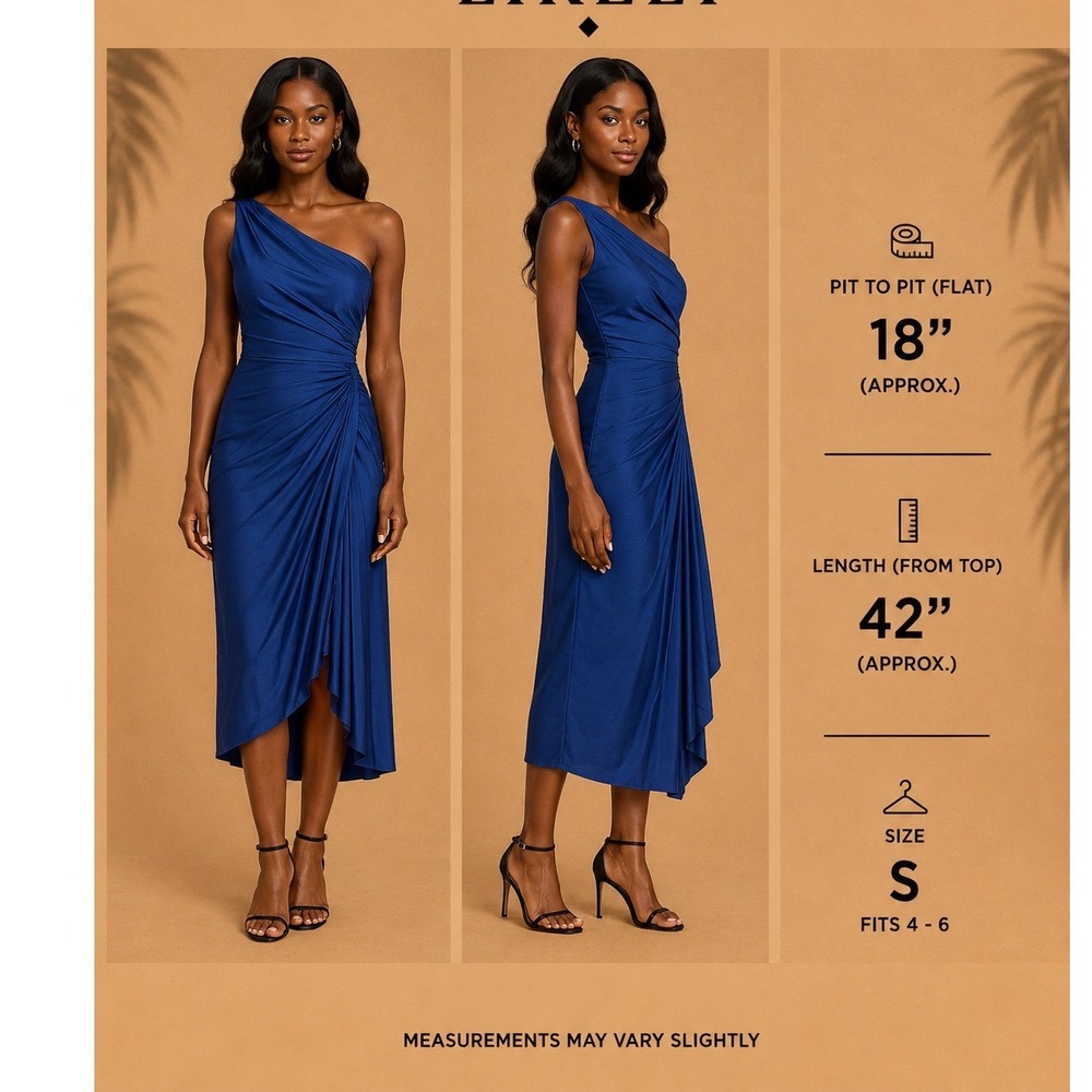 MOTF Premium Blue One Shoulder Pleated Maxi Dress Size S JIT19093952 Formal Gown